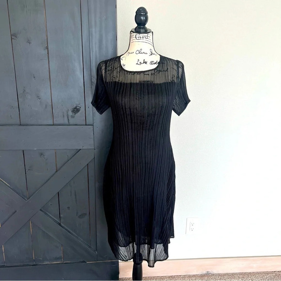 NWOT ALQUEMA Black Midi Dress Bohemian Casual Satin Women’s 8 - Picture 2 of 11